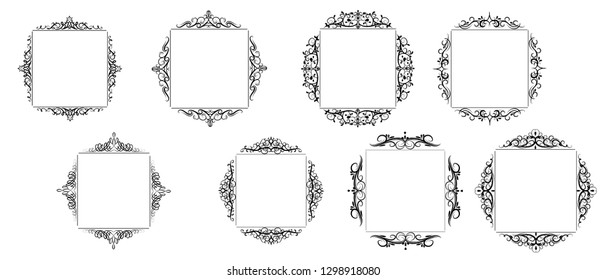 Vintage vector swirl frame set