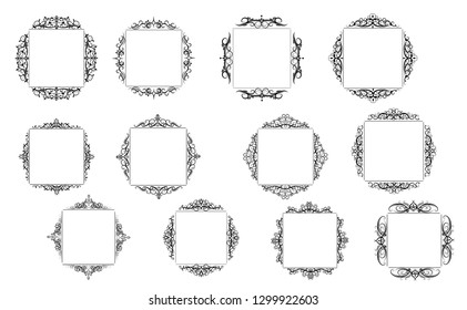Vintage vector swirl frame set