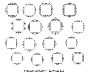 Vintage vector swirl frame set