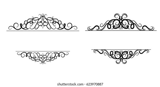 Vintage vector swirl frame set