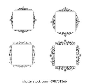 Vintage vector swirl frame set