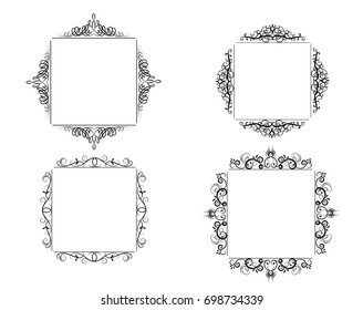 Vintage vector swirl frame set