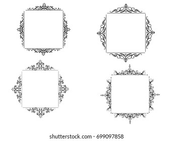 Vintage vector swirl frame set