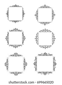 Vintage vector swirl frame set
