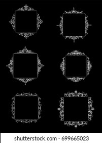 Vintage vector swirl frame set