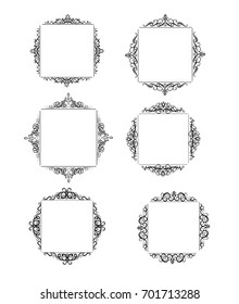 Vintage vector swirl frame set
