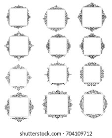 Vintage vector swirl frame set