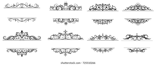 Vintage vector swirl frame set