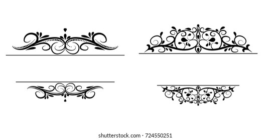 Vintage vector swirl square frame set black on white