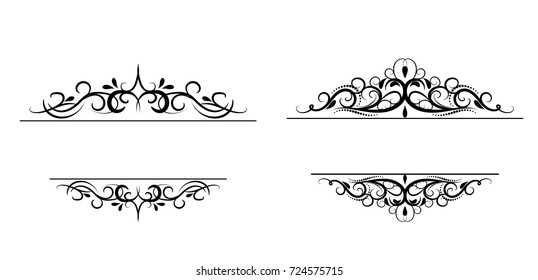 Vintage vector swirl square frame set black on white