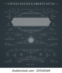 Vintage Vector Swirls Ornaments Decorations Design Elements on Chalkboard. Flourishes calligraphic combinations retro design for Invitations, Posters, Badges, Logotypes and other design.