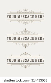 Vintage vector swirls ornaments decorations design elements and place for text. Flourishes calligraphic combinations retro design for Invitations, Posters, Badges, Logotypes and other design.