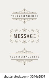 Vintage vector swirls ornaments decorations design elements and place for text. Flourishes calligraphic combinations retro design for Invitations, Posters, Badges, Logotypes and other design.