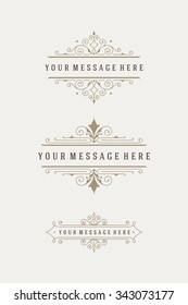 Vintage vector swirls ornaments decorations design elements and place for text. Flourishes calligraphic combinations retro design for Invitations, Posters, Badges, Logotypes and other design.