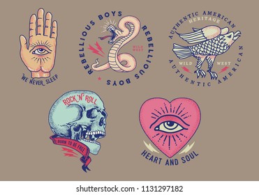 Vintage vector tattoo graphics.