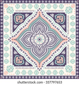 Vintage vector Turkish rug style seamless pattern