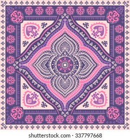 Vintage vector Turkish rug style seamless pattern