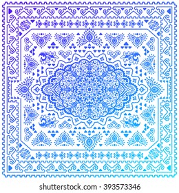Vintage vector Turkish rug style seamless pattern