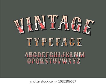 Vintage vector typeface. Retro font.