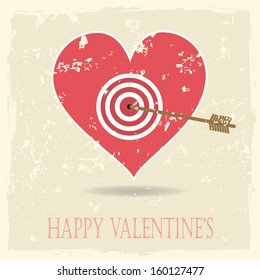 Vintage vector valentine's background with heart and copy space for your text