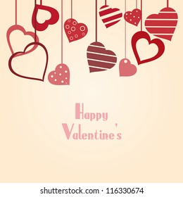 Vintage vector valentine's background with hearts and copy space for your text