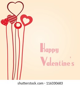 Vintage vector valentine's background with hearts and copy space for your text