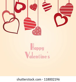 Vintage vector valentine's background with hearts and copy space for your text