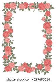 Vintage vector vertical invitation card. Colorful leaves and roses.