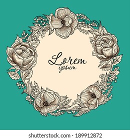 Vintage vector vignette with flowers