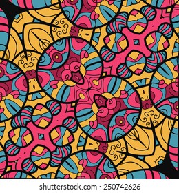 Vintage vector wallpaper. Abstract seamless flourish colorful vector background.