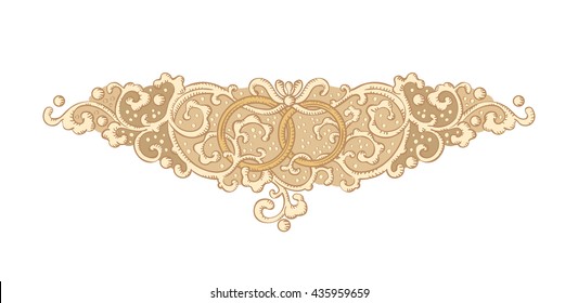 Vintage vector wedding medieval ornament with rings
