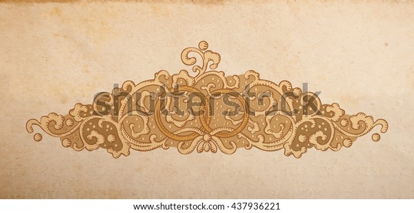Vintage\
vector wedding medieval ornament with\
rings