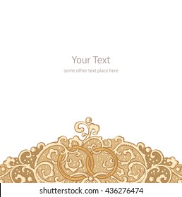Vintage vector wedding stationery background with medieval ornament and rings