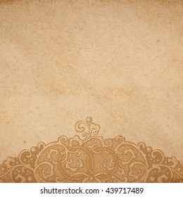 Vintage vector wedding stationery background with medieval ornament and rings