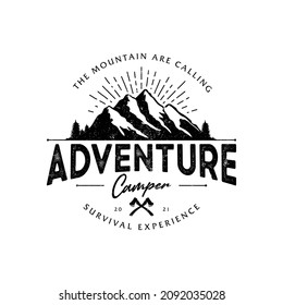 Vintage vector of wilderness and nature exploration - Vintage logo with grunge textures.