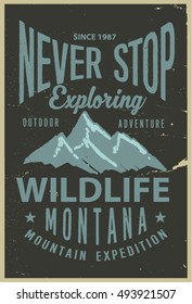 Vintage vector of wilderness and nature exploration - Vintage logo with grunge textures.