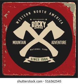 Vintage vector of wilderness and nature exploration with grunge textures.