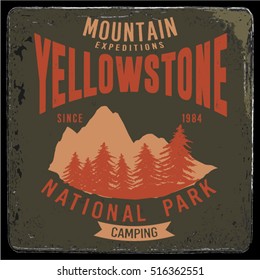 Vintage vector of wilderness and nature exploration with grunge textures.