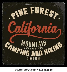 Vintage vector of wilderness and nature exploration with grunge textures.