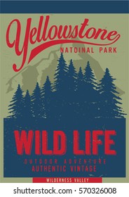 Vintage vector of wilderness and nature exploration with grunge textures.