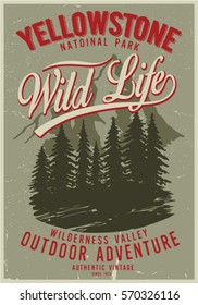 Vintage vector of wilderness and nature exploration with grunge textures.