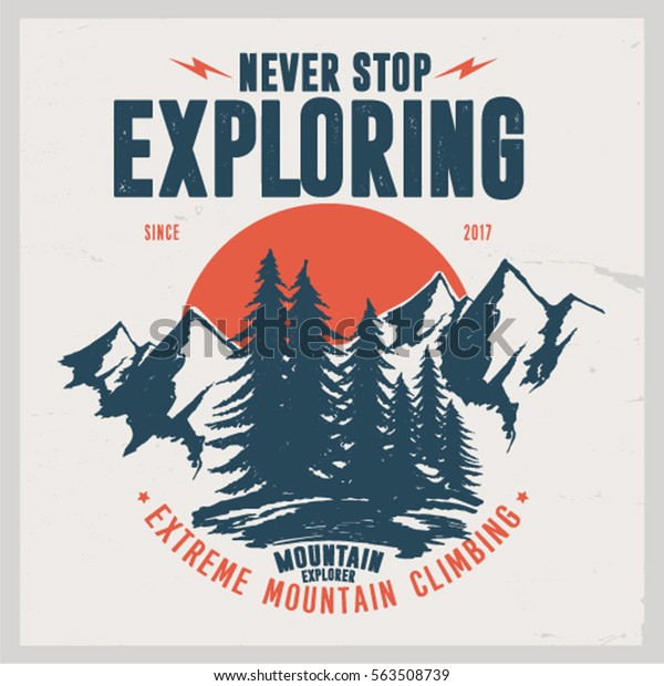 Vintage Vector Wilderness Nature Exploration Grunge Stock Vector ...