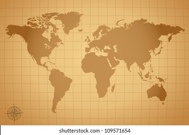 Vintage Vector World Map Illustration