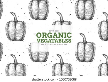 Vintage vegetable illustration for poster , card or frame.Use by seamless pattern technique.Use by Pen & Ink Sketch Drawing Technique.Vector & illustration.