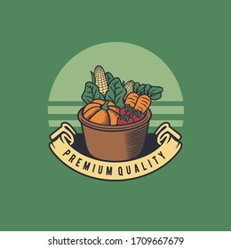 Vintage vegetable logo design. suitable for vegetable companies, farmers, supermarket special vegetables who want to use a strong and lasting logo.