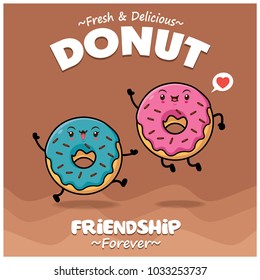 Vintage vegetable poster design with vector donuts characters.