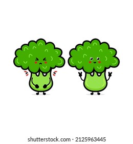 Diseño de afiches de verduras con carácter de brócoli vectorial.