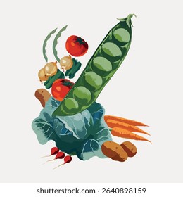 Vintage vegetables illustration by Morley, Hubert, vector element. 