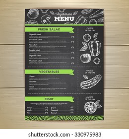 Vintage vegetarian food menu design. 