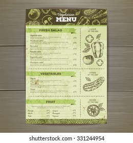 Vintage Vegetarian Food Menu Design. 